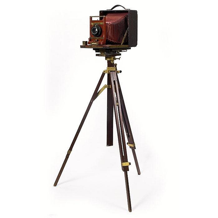 A box camera and tripod of the type Edward Curtis used in the field